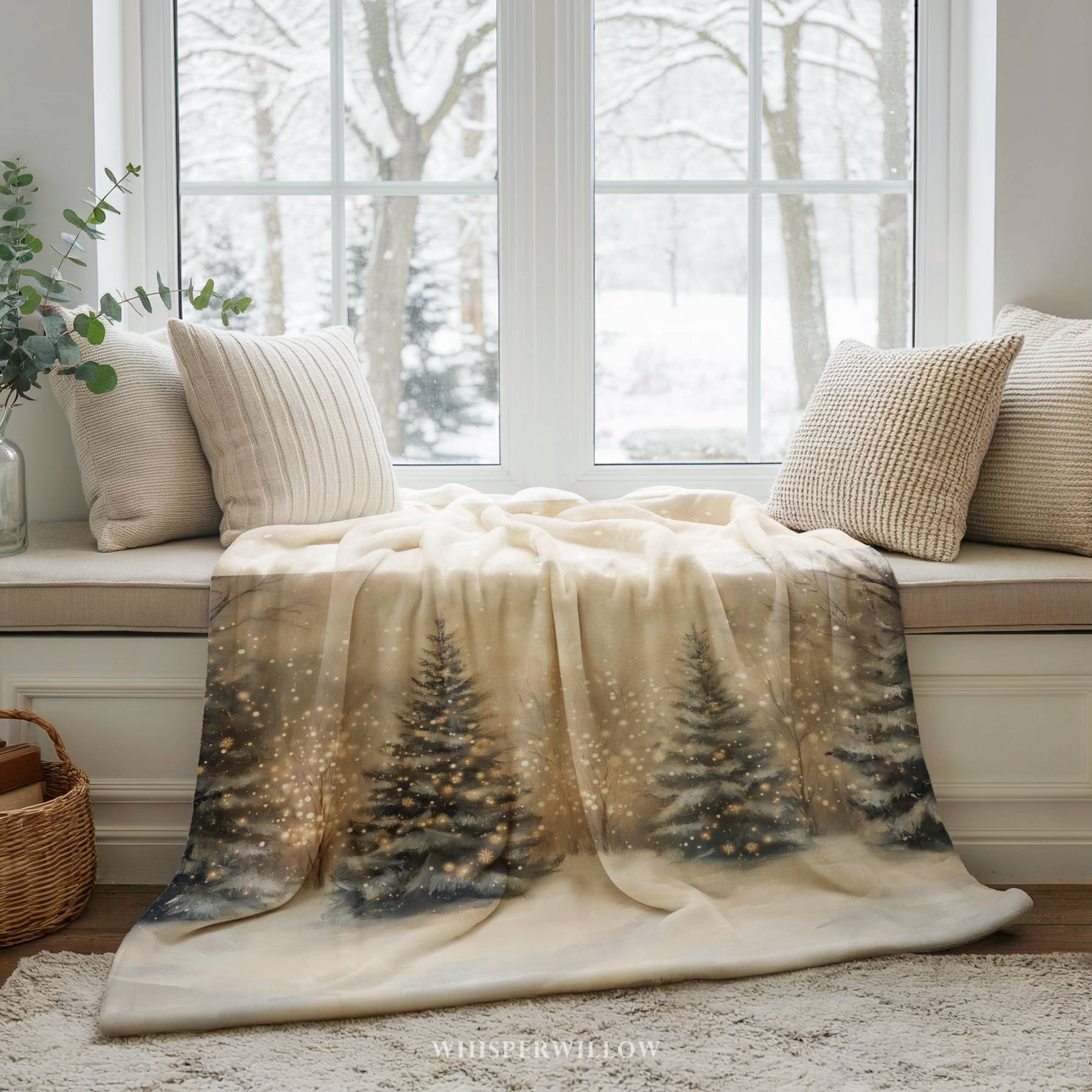 Christmas Tree Forest and Lights Throw Blanket Winter Home Decor Gift