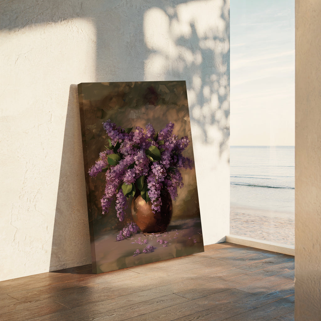 Fliederstrauß-Leinwandbild | Lila Blumendruck | Landhausdeko