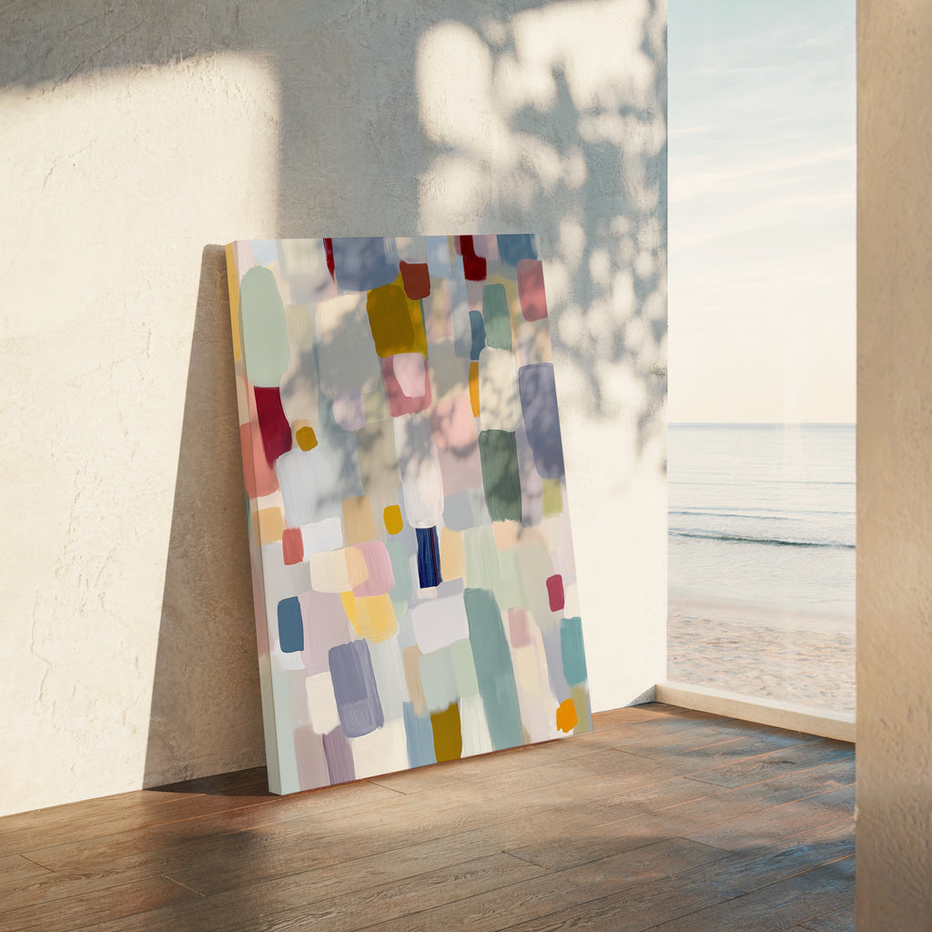 Abstrakte Leinwandbilder mit Pastellblöcken – Modernes, minimalistisches und zeitgenössisches Design