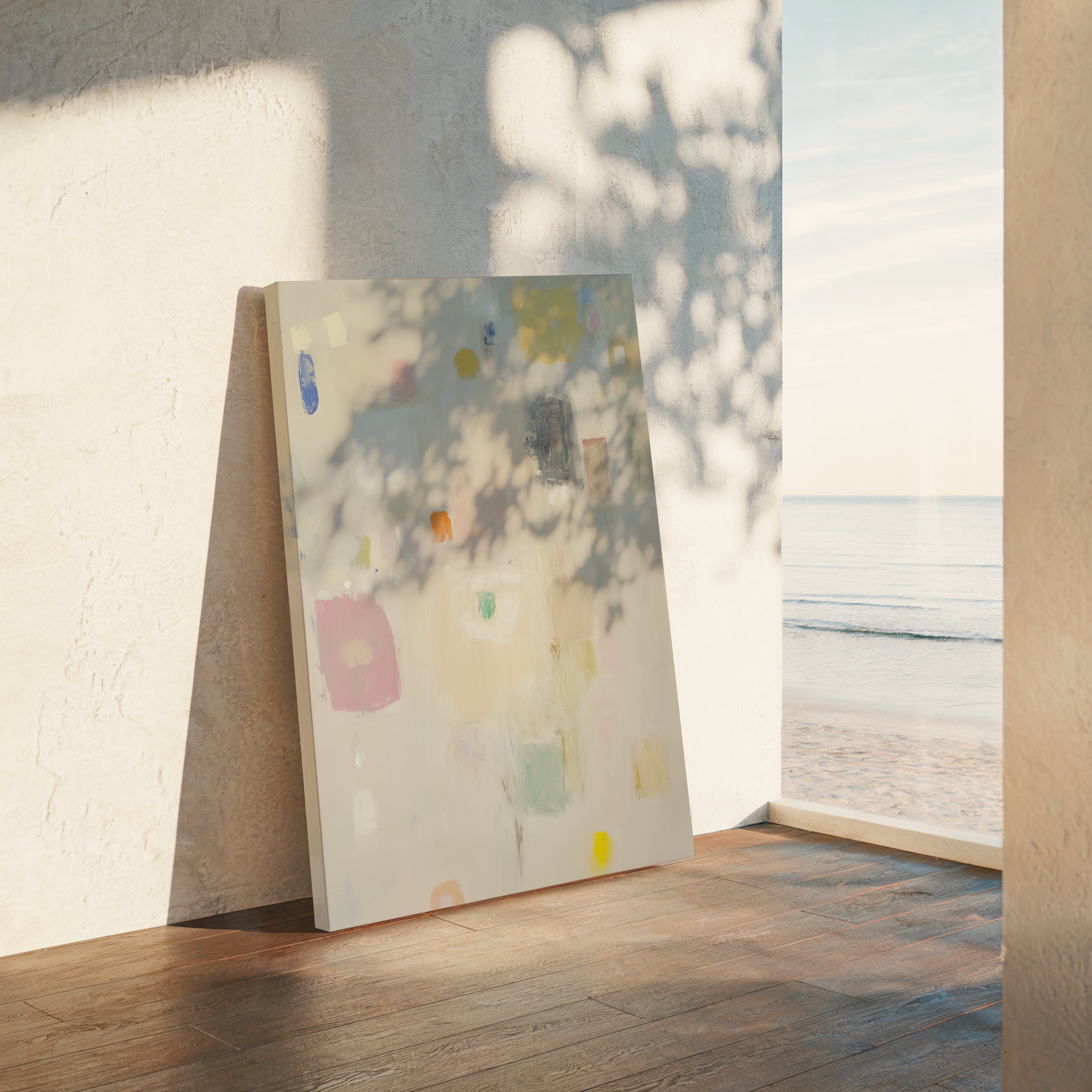 Abstrakte Pastell-Leinwandbilder | Beige-neutrale Farbblockmuster | Moderne minimalistische Wohndekoration