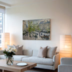 Paris Street Scene Canvas Wall Art | Vintage Horse Carriage Print | 1880s European Architecture