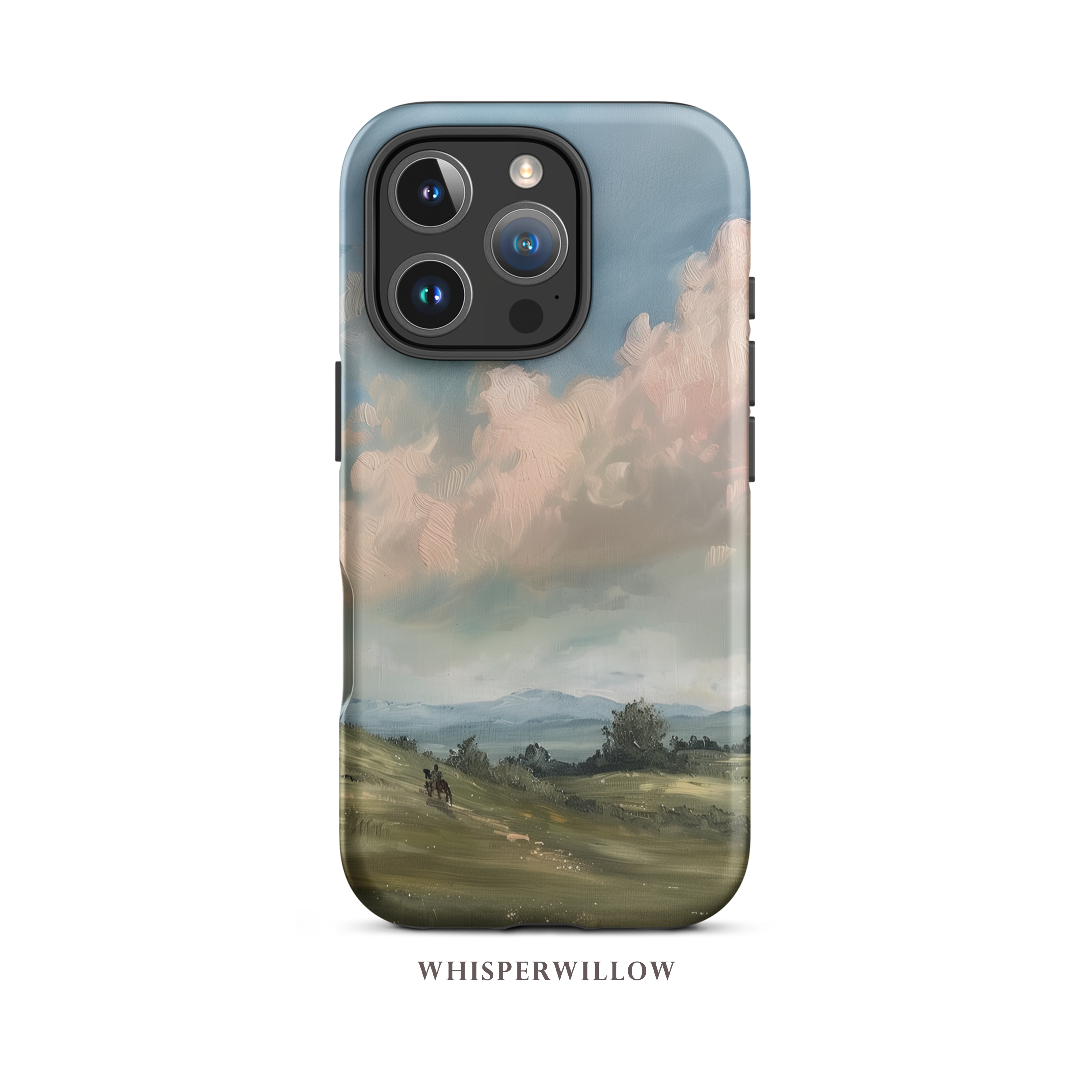 Pastel Sky Landscape Phone Case Compatible with iPhone | Colorful Countryside Rolling Hills Scenic Art Cover Gift by WhisperWillow Studios