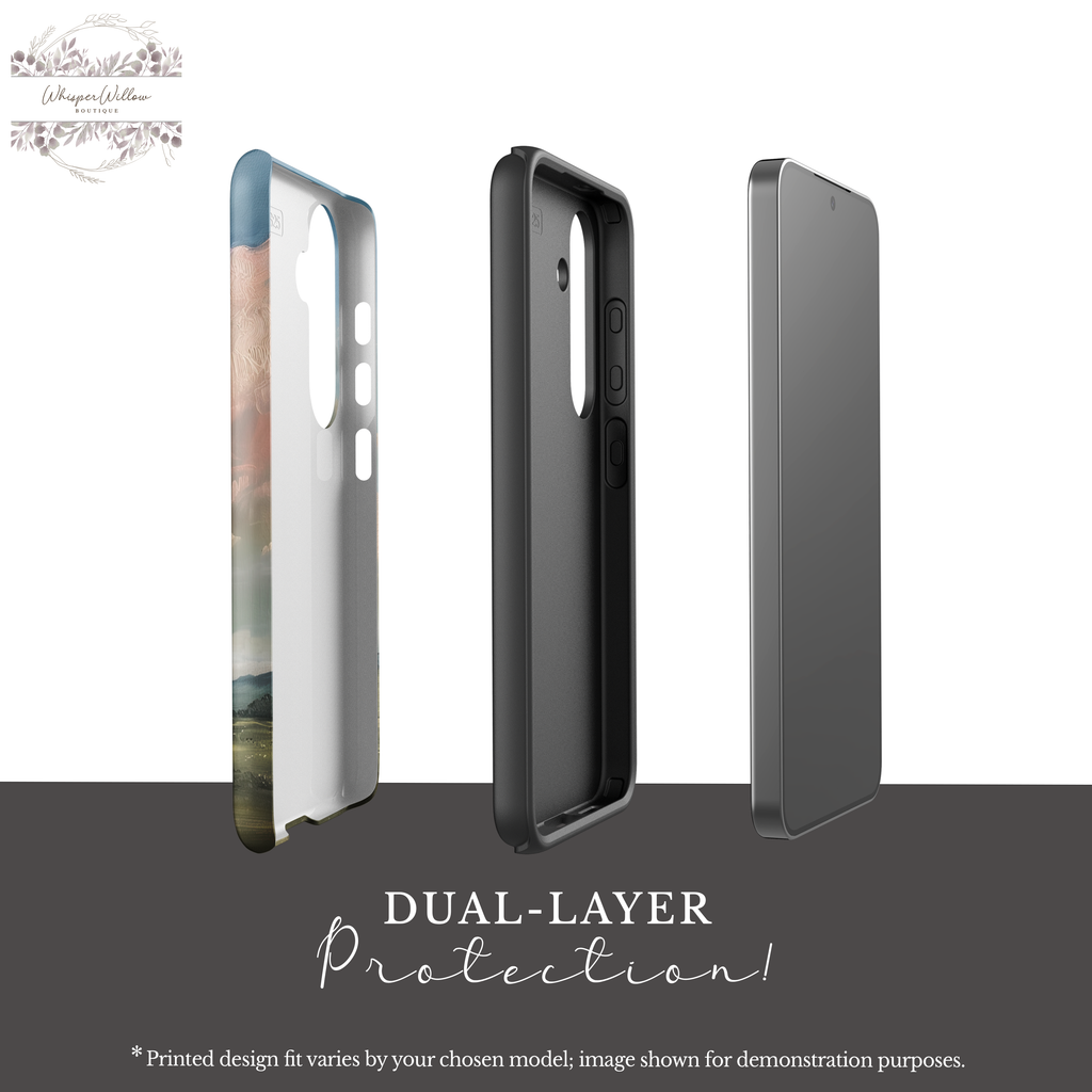 Pastel Sky Landscape Phone Case | Compatible with Samsung Devices | Colorful Scenic Hills Aesthetic Art
