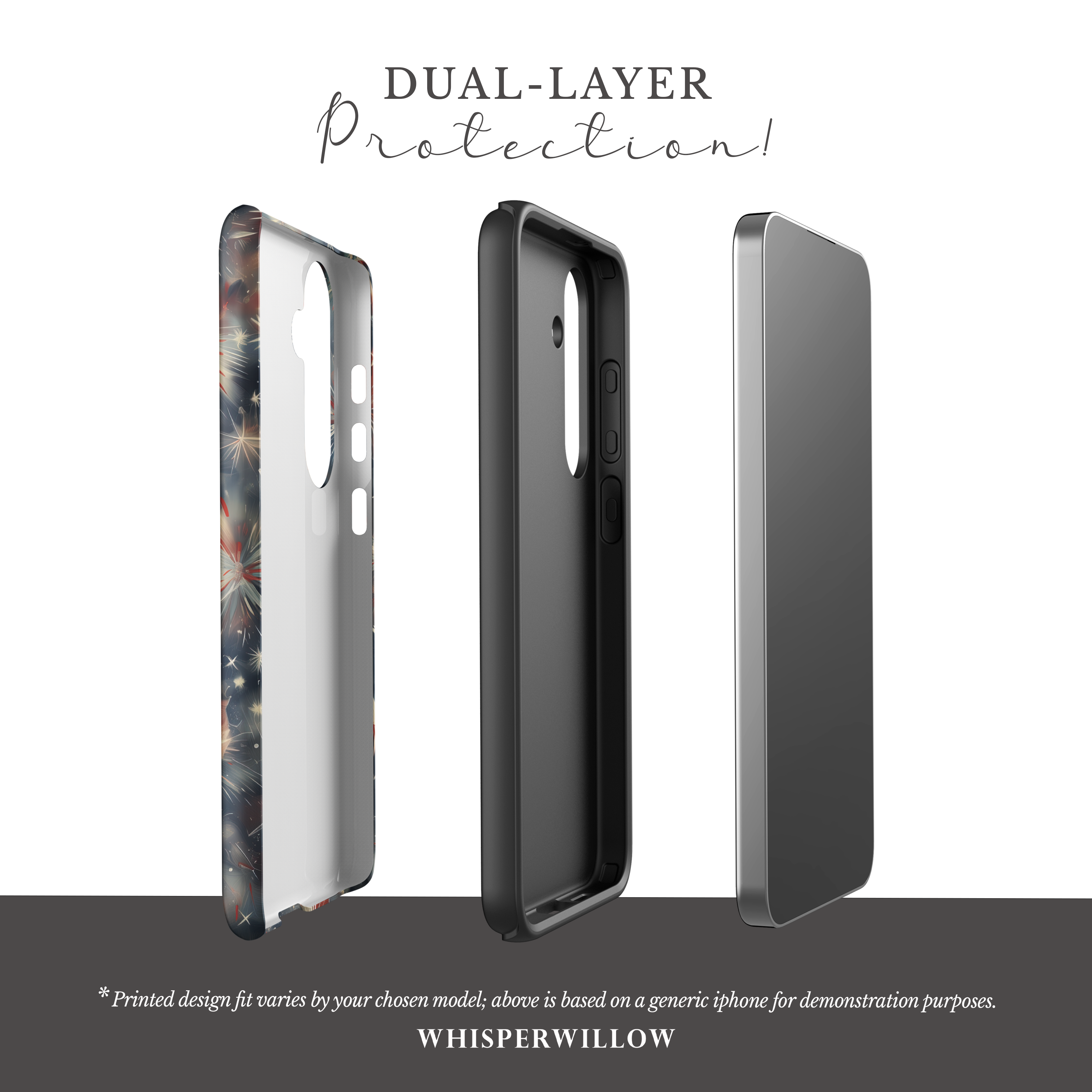 Abstract Fireworks Phone Case | Compatible with Samsung | Patriotic Red White Blue Starburst Cover