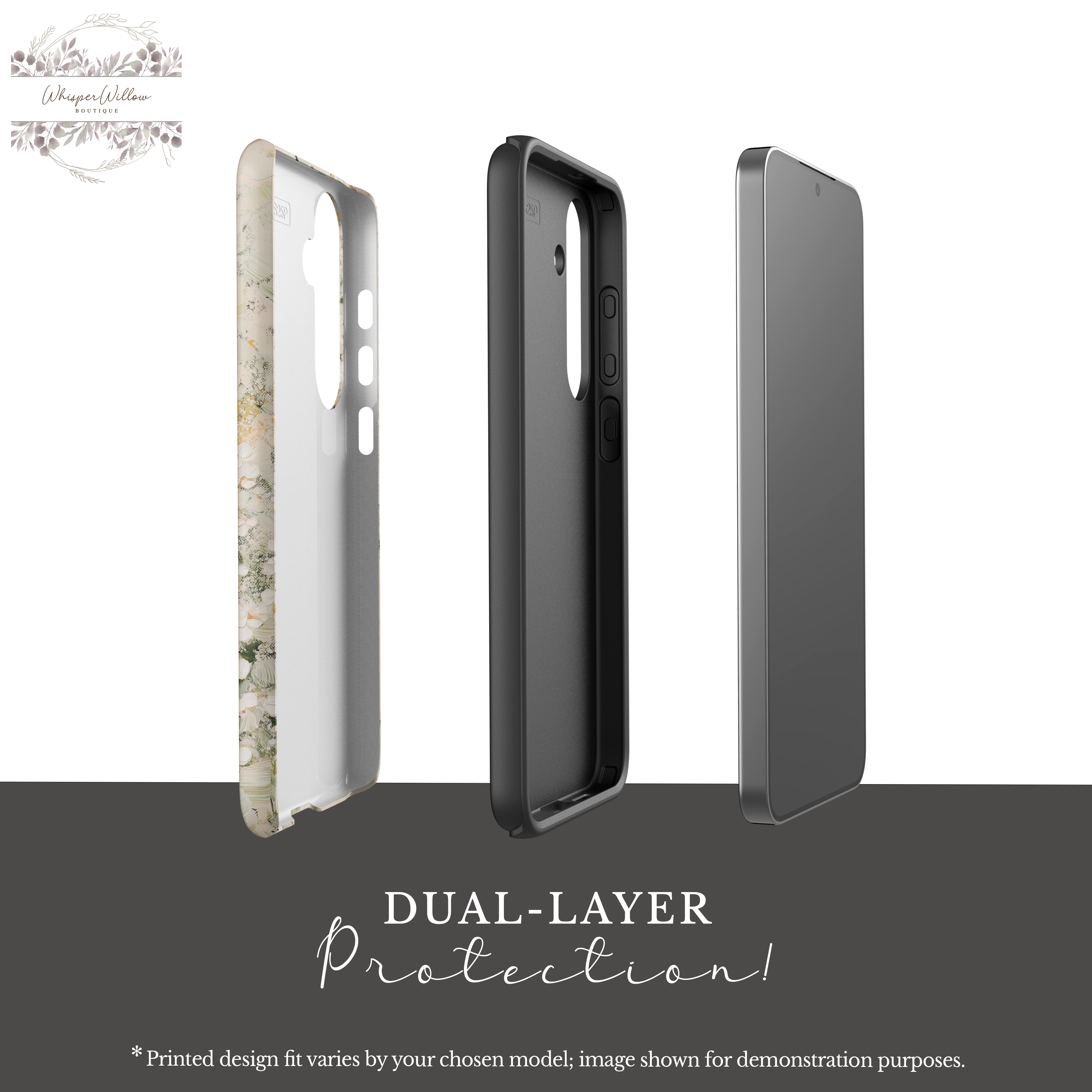 Cream White Floral Phone Case | Compatible with Samsung | Elegant Abstract Flower Art | Minimalist Aesthetic