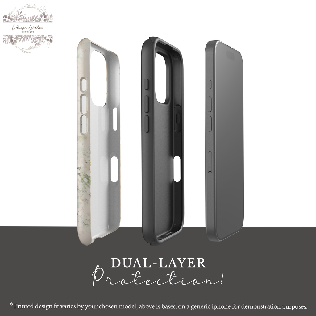 Cream Floral Phone Case | Compatible with Multiple iPhone Models | Elegant Botanical Art | Minimalist Aesthetic Design