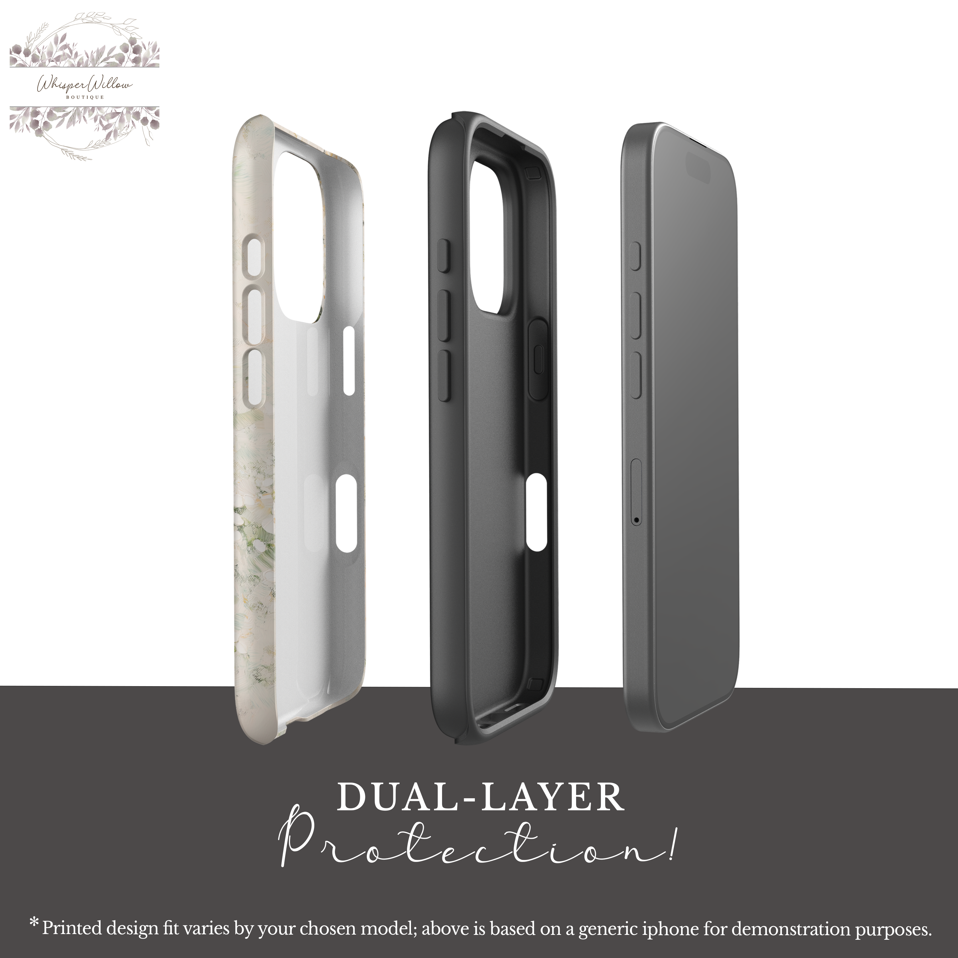 Cream Floral Phone Case | Compatible with Multiple iPhone Models | Elegant Botanical Art | Minimalist Aesthetic Design