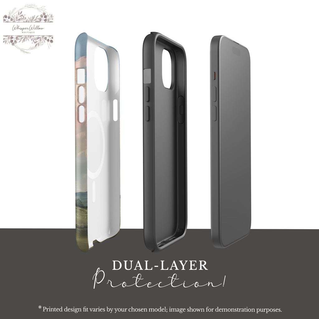 Pastel Sky Landscape Phone Case Compatible with MagSafe Magnetic Charging | Scenic Hills Art | Colorful Aesthetic Case