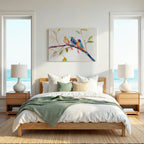 Colorful Birds Canvas Wall Art | Vibrant Tree Branch Wildlife | Abstract Animal Decor