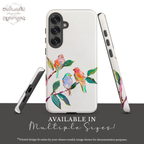 Colorful Bird Branch Art Tough Case | Compatible with Samsung Galaxy Android Phones | Dual Layer Shockproof Protective Cover | Matte Finish