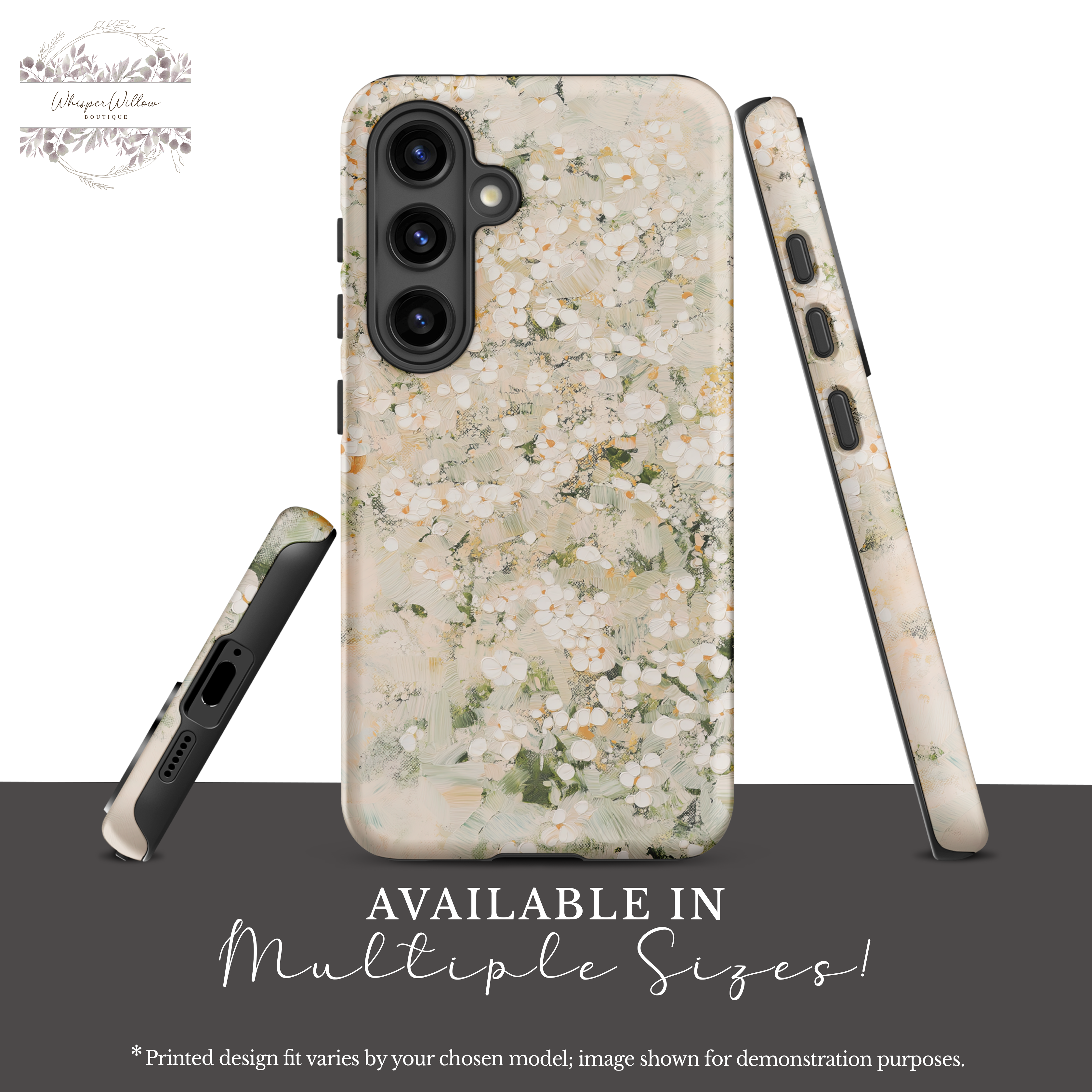 Cream White Floral Phone Case | Compatible with Samsung | Elegant Abstract Flower Art | Minimalist Aesthetic