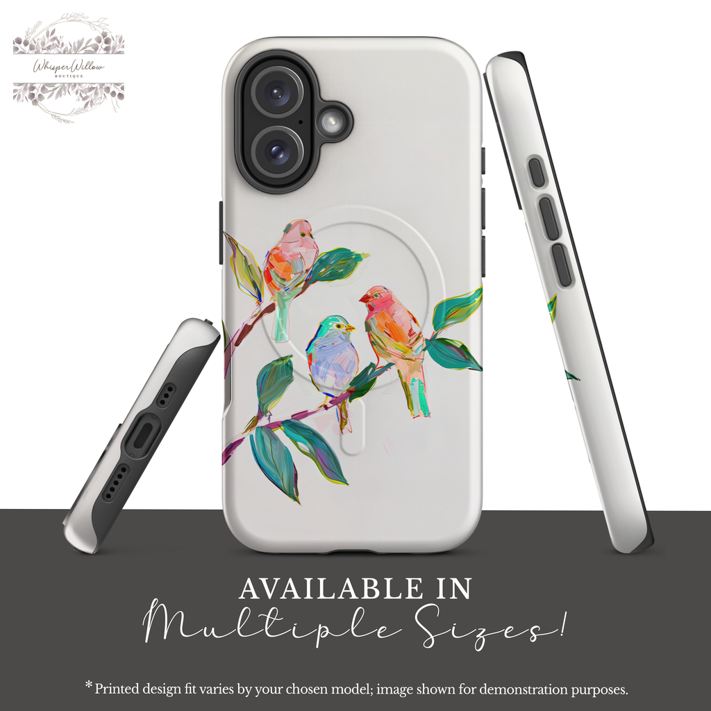 Colorful Bird Art Phone Case | Compatible with iPhone & MagSafe | Cute Aesthetic Nature Design | Songbird Lover Gift