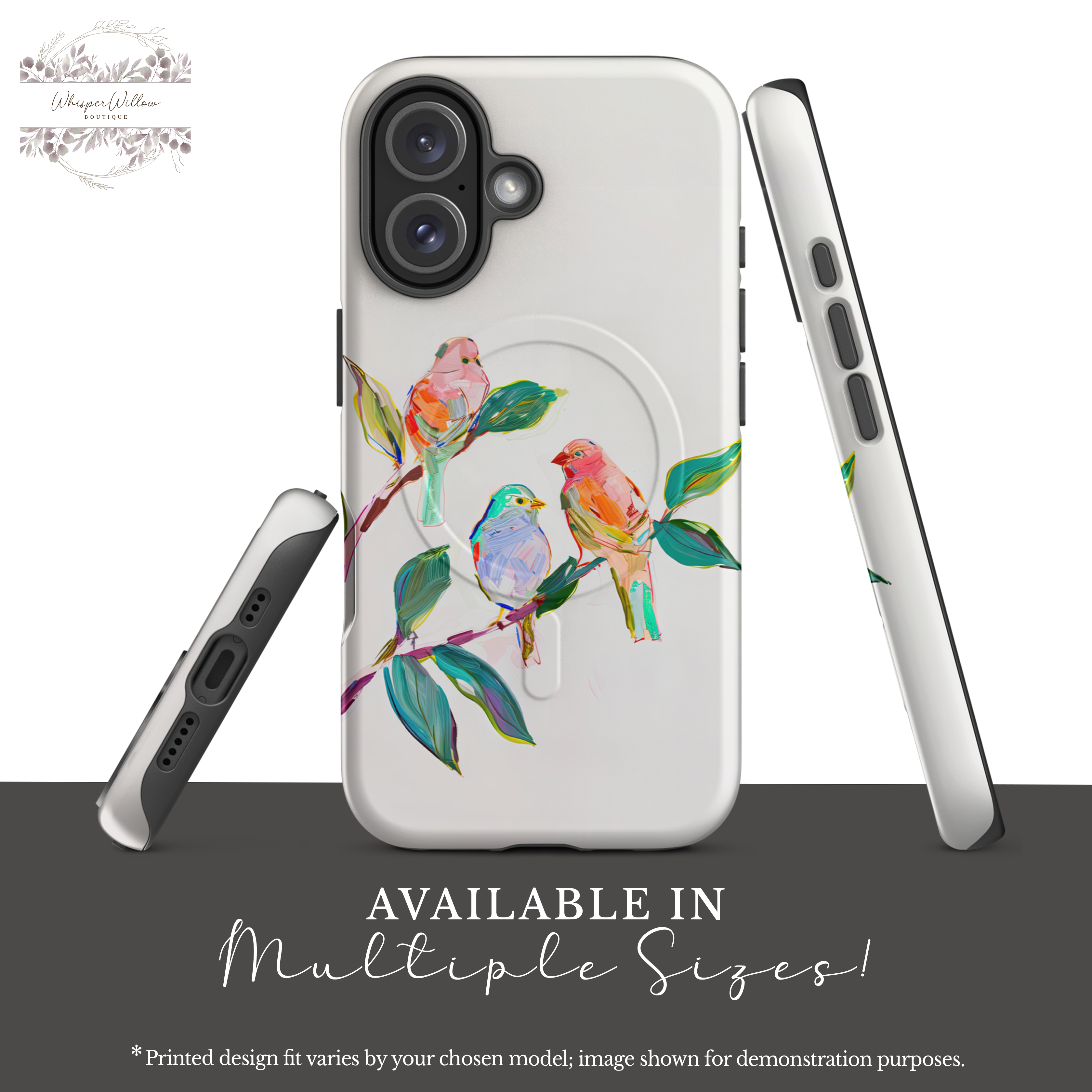 Colorful Bird Art Phone Case | Compatible with iPhone & MagSafe | Cute Aesthetic Nature Design | Songbird Lover Gift