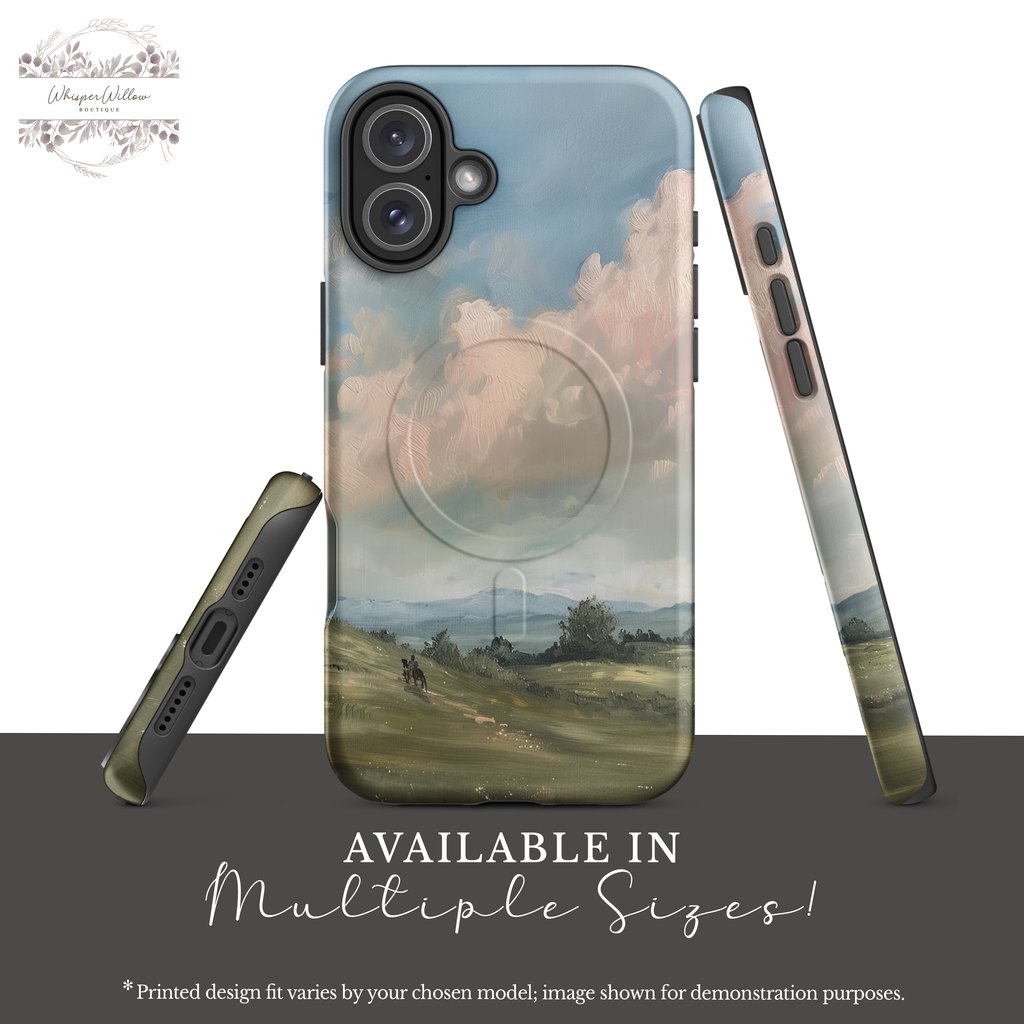 Pastel Sky Landscape Phone Case Compatible with MagSafe Magnetic Charging | Scenic Hills Art | Colorful Aesthetic Case
