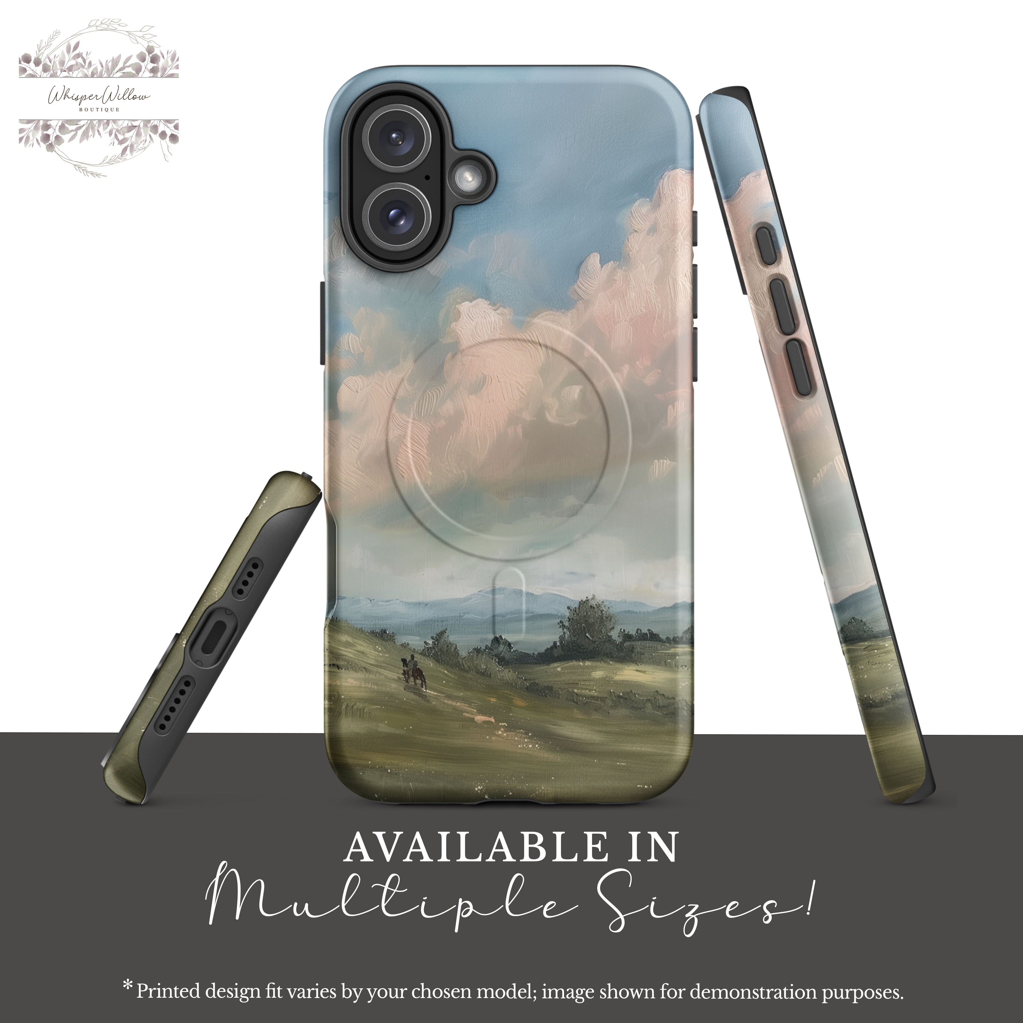 Pastel Sky Landscape Phone Case Compatible with MagSafe Magnetic Charging | Scenic Hills Art | Colorful Aesthetic Case