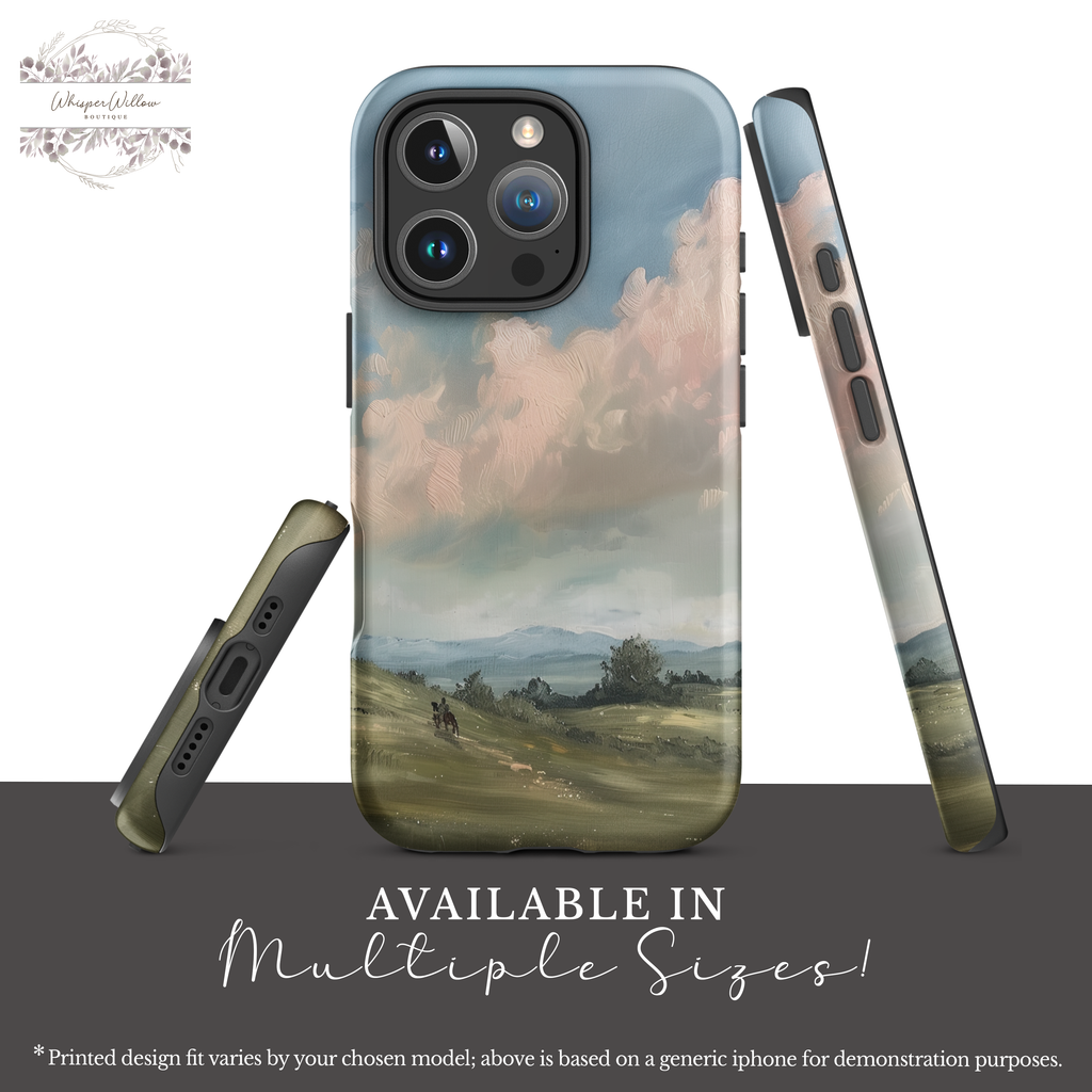 Pastel Sky Landscape Phone Case Compatible with iPhone | Colorful Countryside Rolling Hills Scenic Art Cover