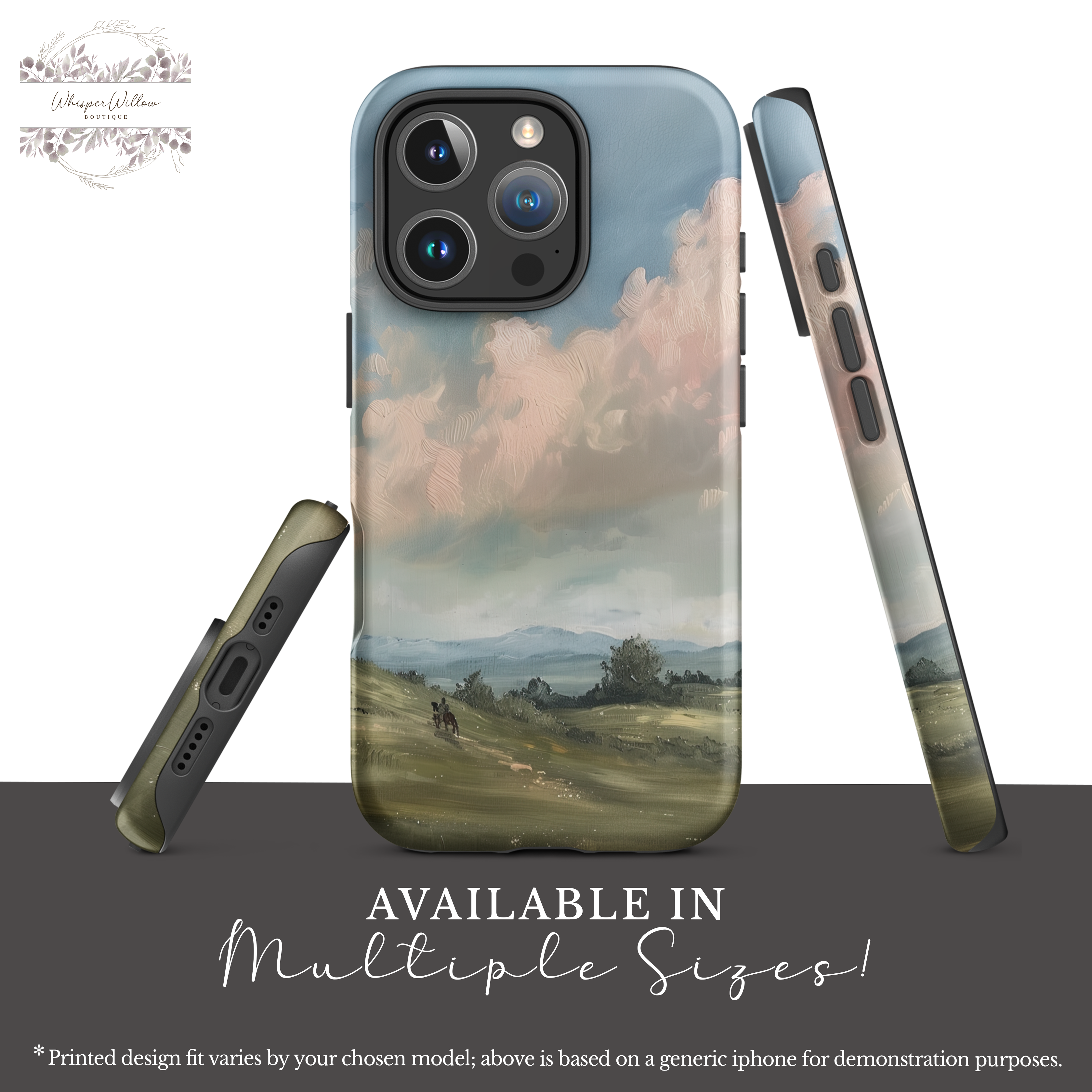 Pastel Sky Landscape Phone Case Compatible with iPhone | Colorful Countryside Rolling Hills Scenic Art Cover