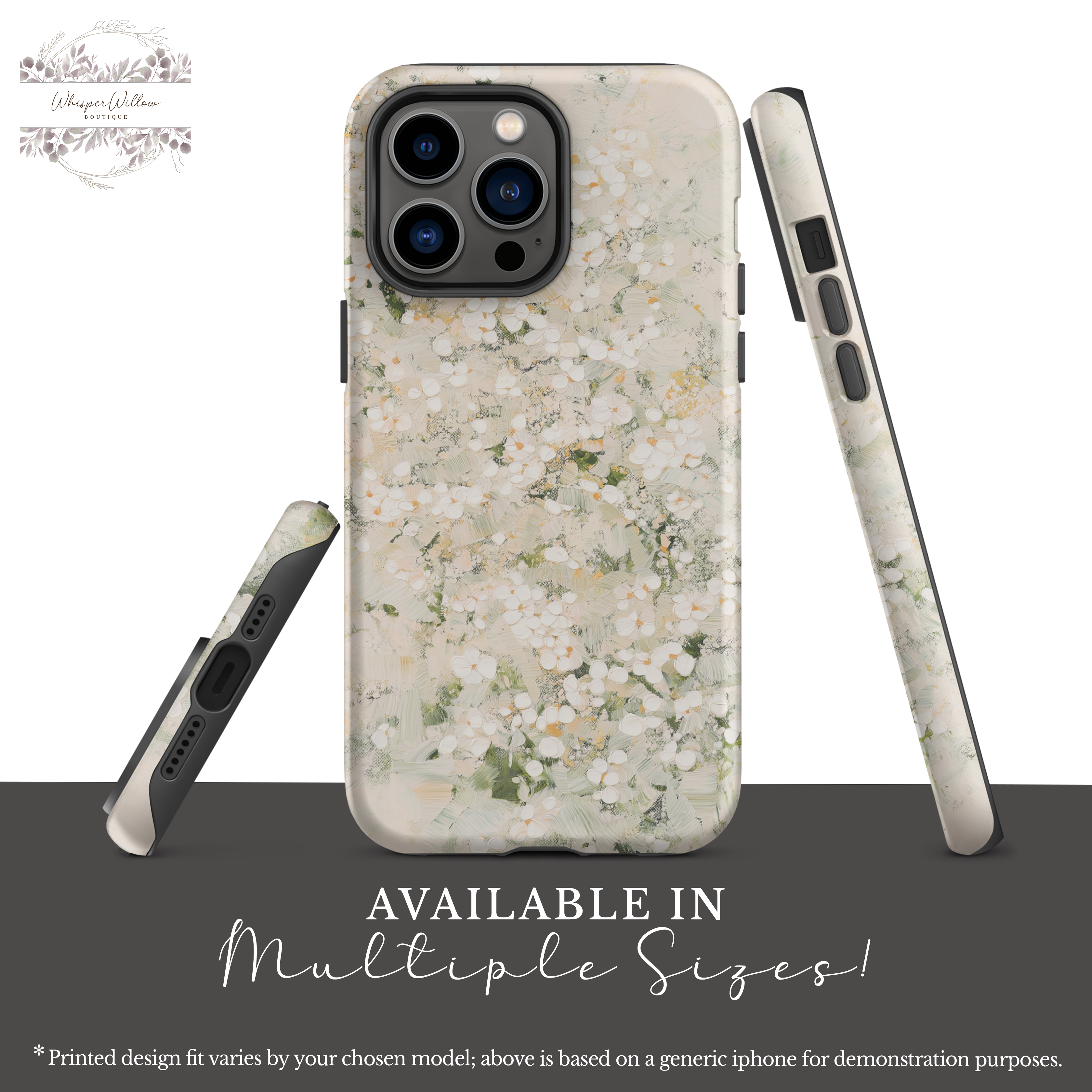 Cream Floral Phone Case | Compatible with Multiple iPhone Models | Elegant Botanical Art | Minimalist Aesthetic Design