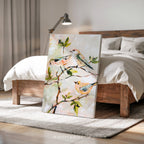 Leinwandbild „Pastellfarbene Singvögel“ – Neutrale botanische Zweige, Frühlingshaus, Natur-Tier-Vogel-Dekoration