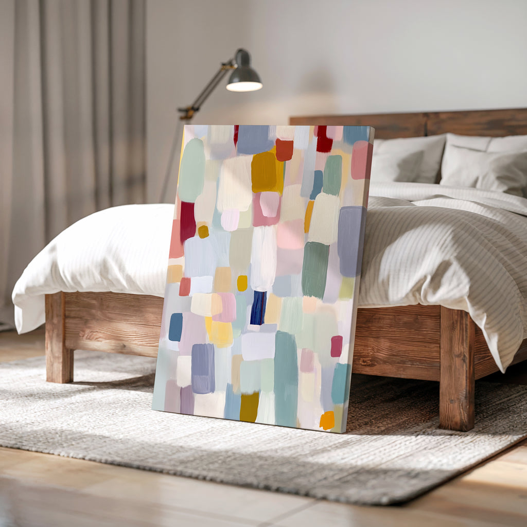 Abstrakte Leinwandbilder mit Pastellblöcken – Modernes, minimalistisches und zeitgenössisches Design