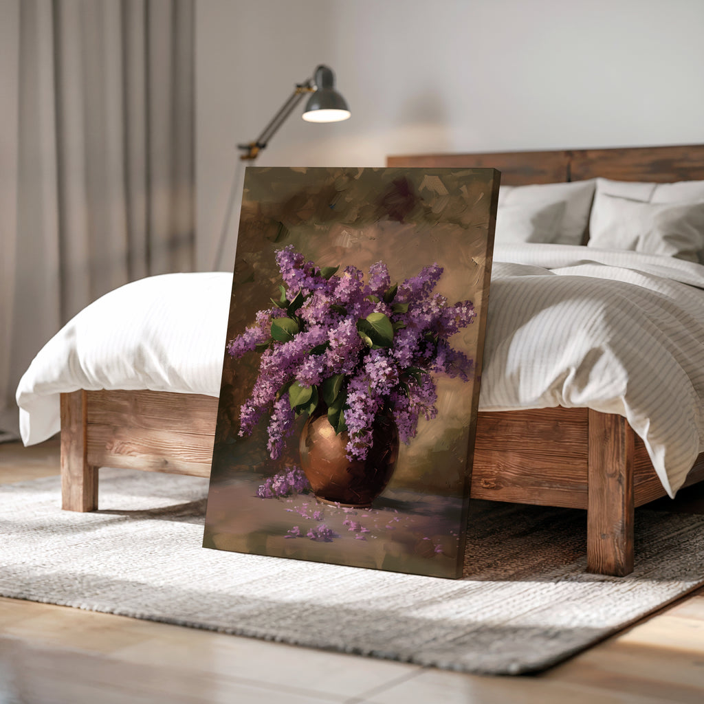 Fliederstrauß-Leinwandbild | Lila Blumendruck | Landhausdeko