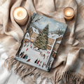Christmas villa ice skating art hardcover journal holiday home decor by WhisperWillow Studios gift