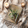 Lily of the valley artwork on a hardcover journal by WhisperWillow Studios home decor gift