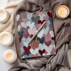 Notizbuch mit Hardcover, farbenfrohen abstrakten Herzen | Notizbuch mit Liebesmuster | Valentinstagsgeschenk mit linierten Seiten