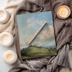 Horse country rolling hills man and horse on hardcover matte journal art by WhisperWillow Studios home decor gift