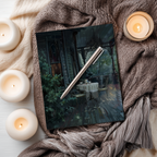 Rainy Summer Victorian Porch Moody Art on a Hardcovered Journal by WhisperWillow Studios Home Decor Gift