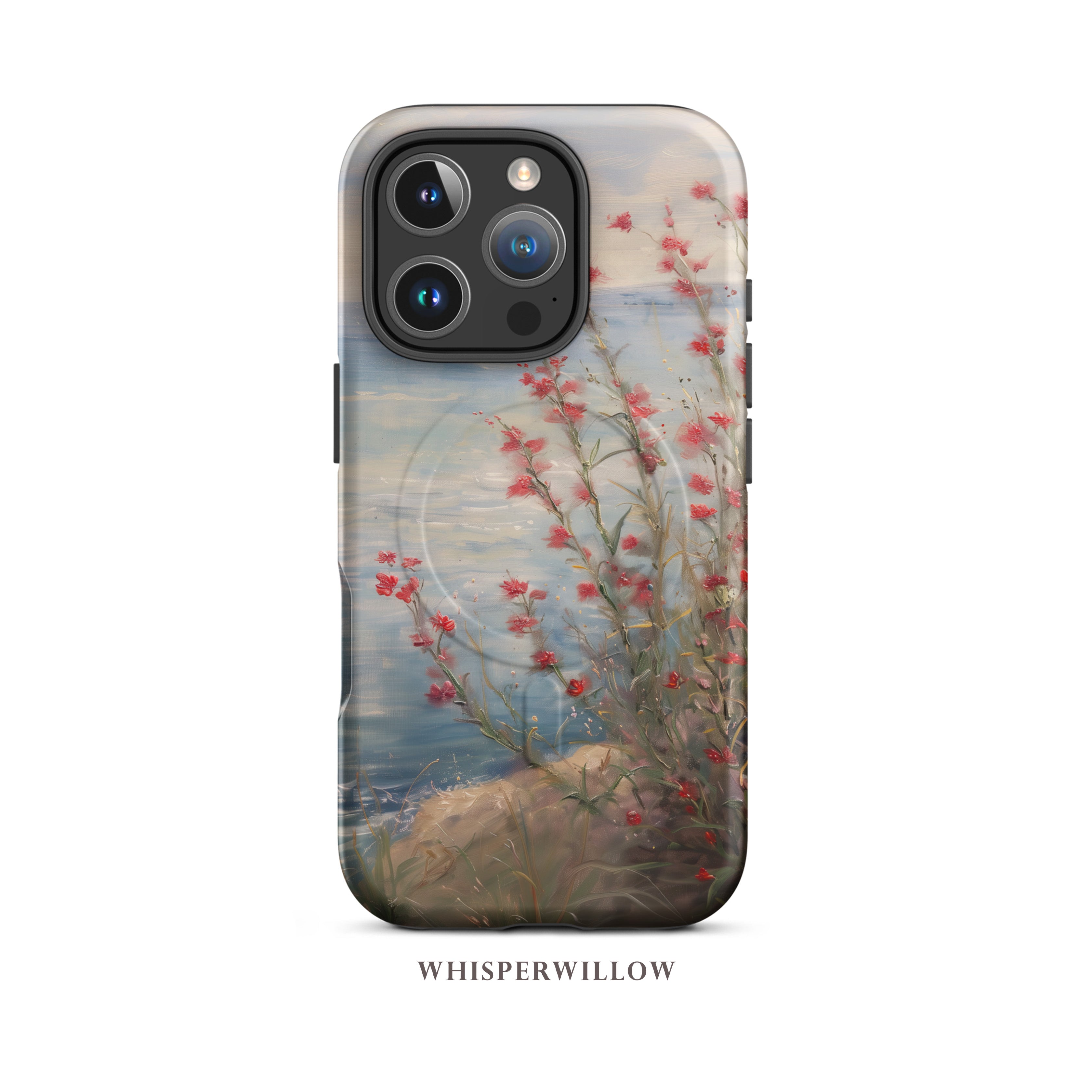 Coastal Wildflower Phone Case | Floral Lake Art | Compatible with MagSafe, Aesthetic Nature Cute Artistic Spring Summer Gift by WhisperWillow Studios