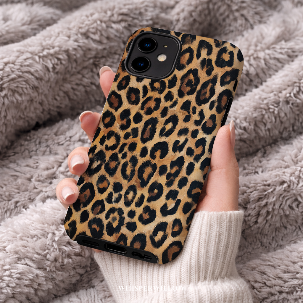 Leopard Print Dual Layer Phone Case | iPhone Compatible | Matte Protective Cover