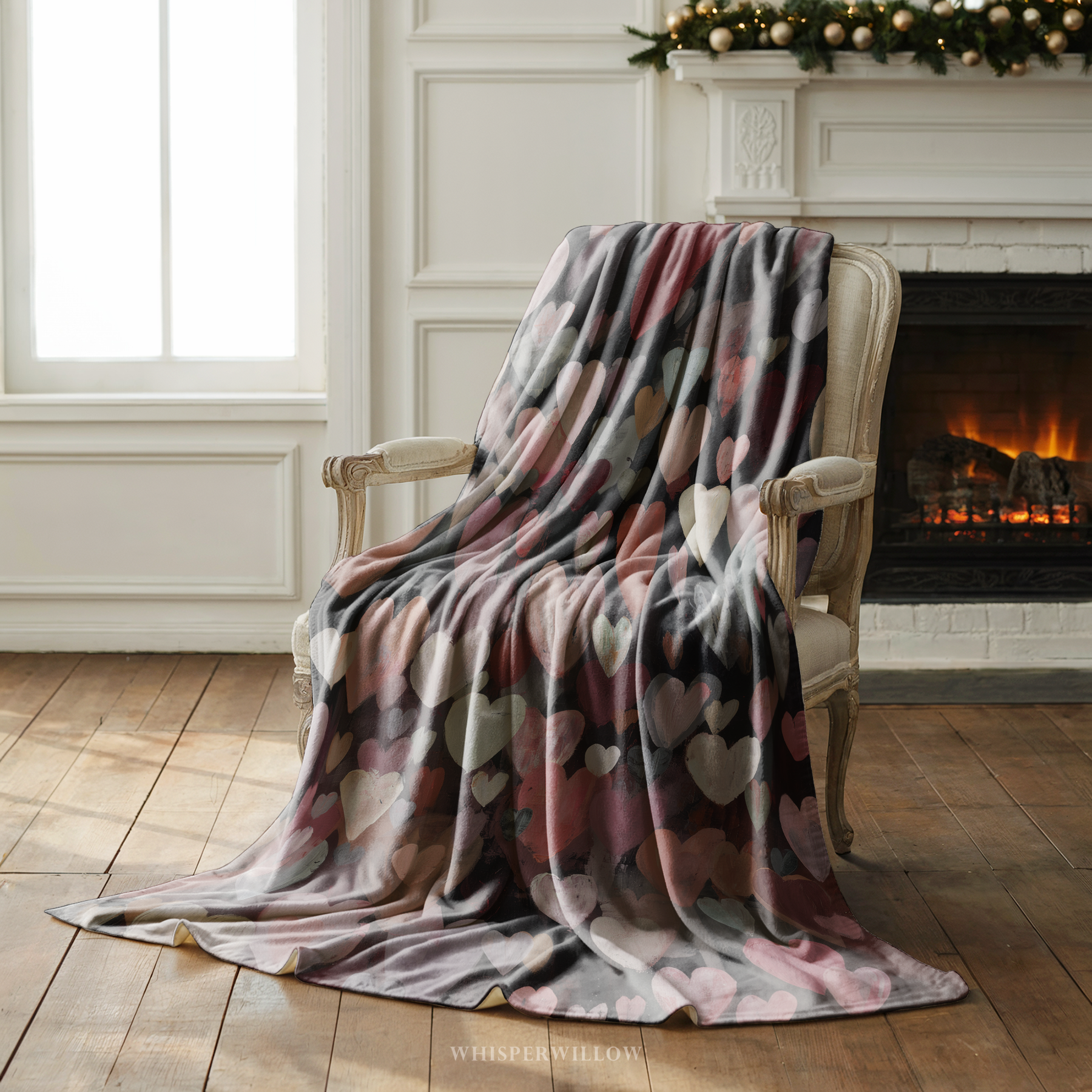 Plaid à motifs abstraits de cœurs peints | Art romantique et mélancolique | Décoration d'intérieur pour la Saint-Valentin