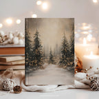 Notizbuch mit festem Einband: Winterwald mit Schneefall | Weihnachtslichter-Notizbuch | Weihnachtsgeschenk mit linierten Seiten