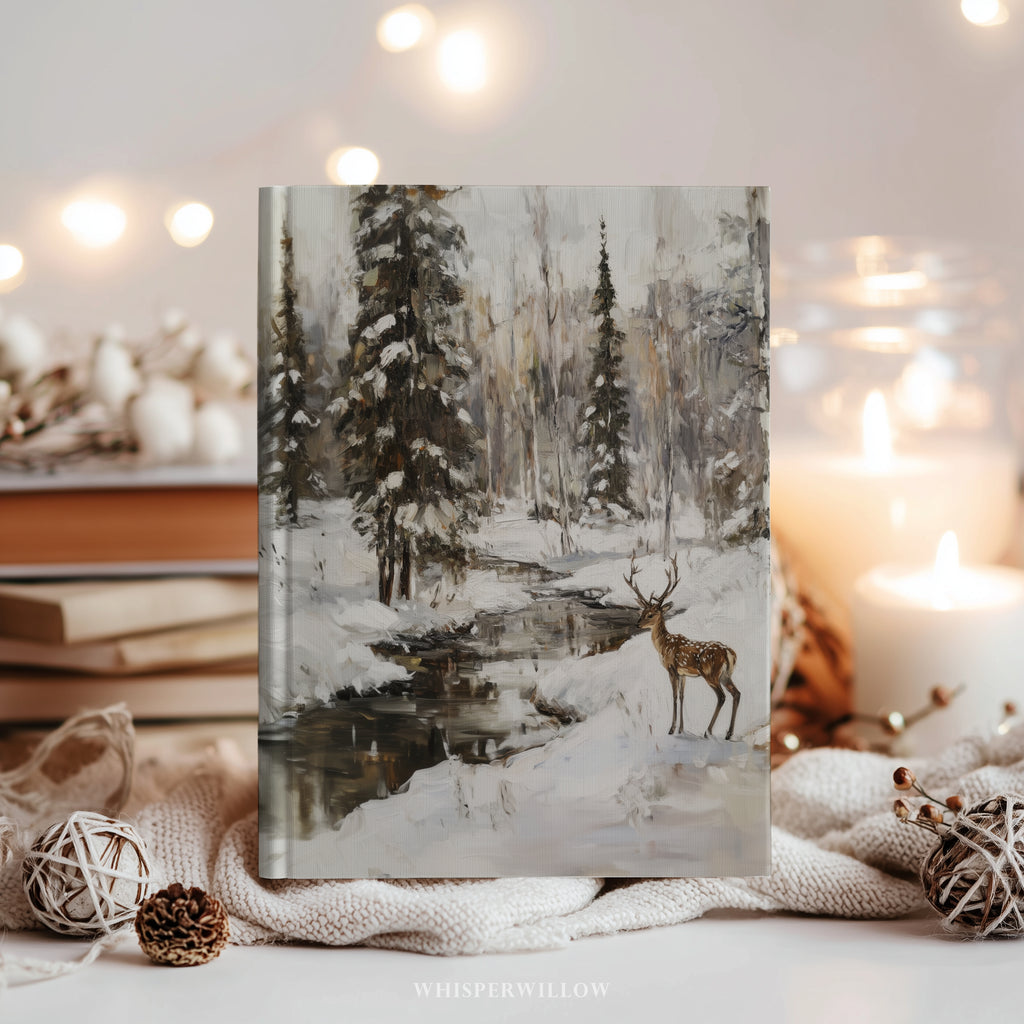 Winterwald-Hirsch-Notizbuch (gebunden) – Natur, Wald, Holiday Creek, rustikales Waldmotiv