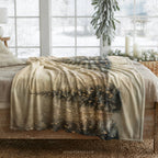 Winter Forest Throw Blanket - Snowy Trees Golden Lights Gift
