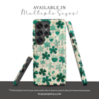 Teal Shamrock Dual Layer Phone Case | Samsung Compatible | Lucky Four Leaf Clover Cover