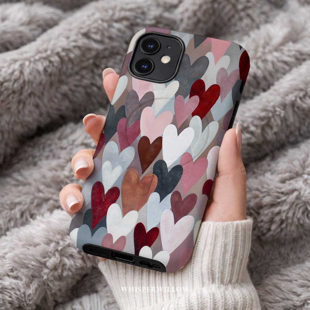Cute Heart Pattern Phone Case | Romantic Valentine Design | Magnetic Charging Compatible with iPhone
