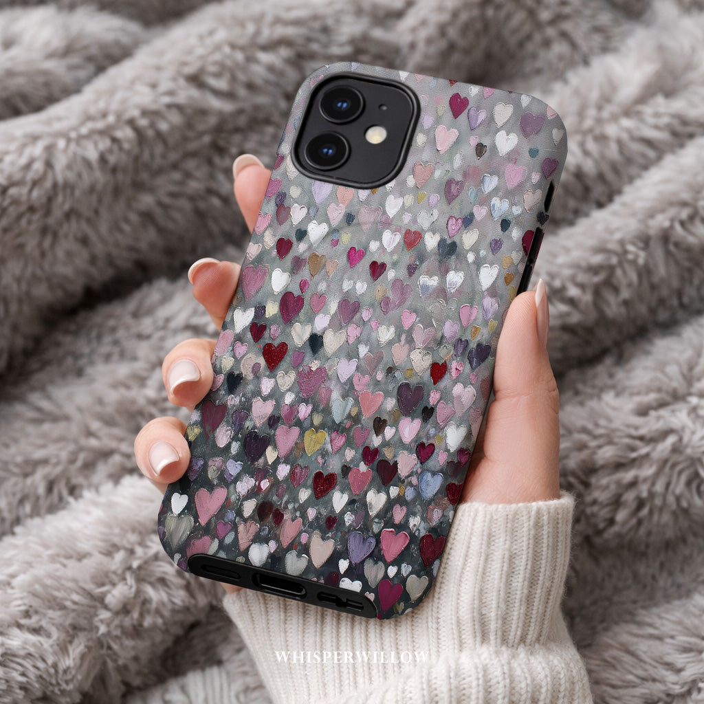 Romantic Heart Pattern Magnetic Case | Compatible with iPhone | Pink Red Grey Love Cover