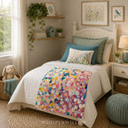 Colorful Floral Abstract Throw Blanket - Pastel Spring Flowers Gift