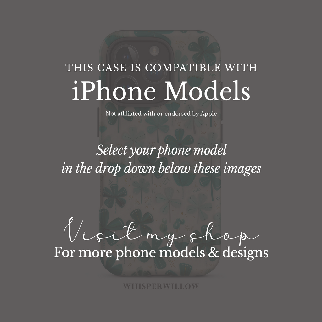 Teal Shamrock Dual Layer Phone Case | Compatible with iPhone  | Lucky Four Leaf Clover Cover