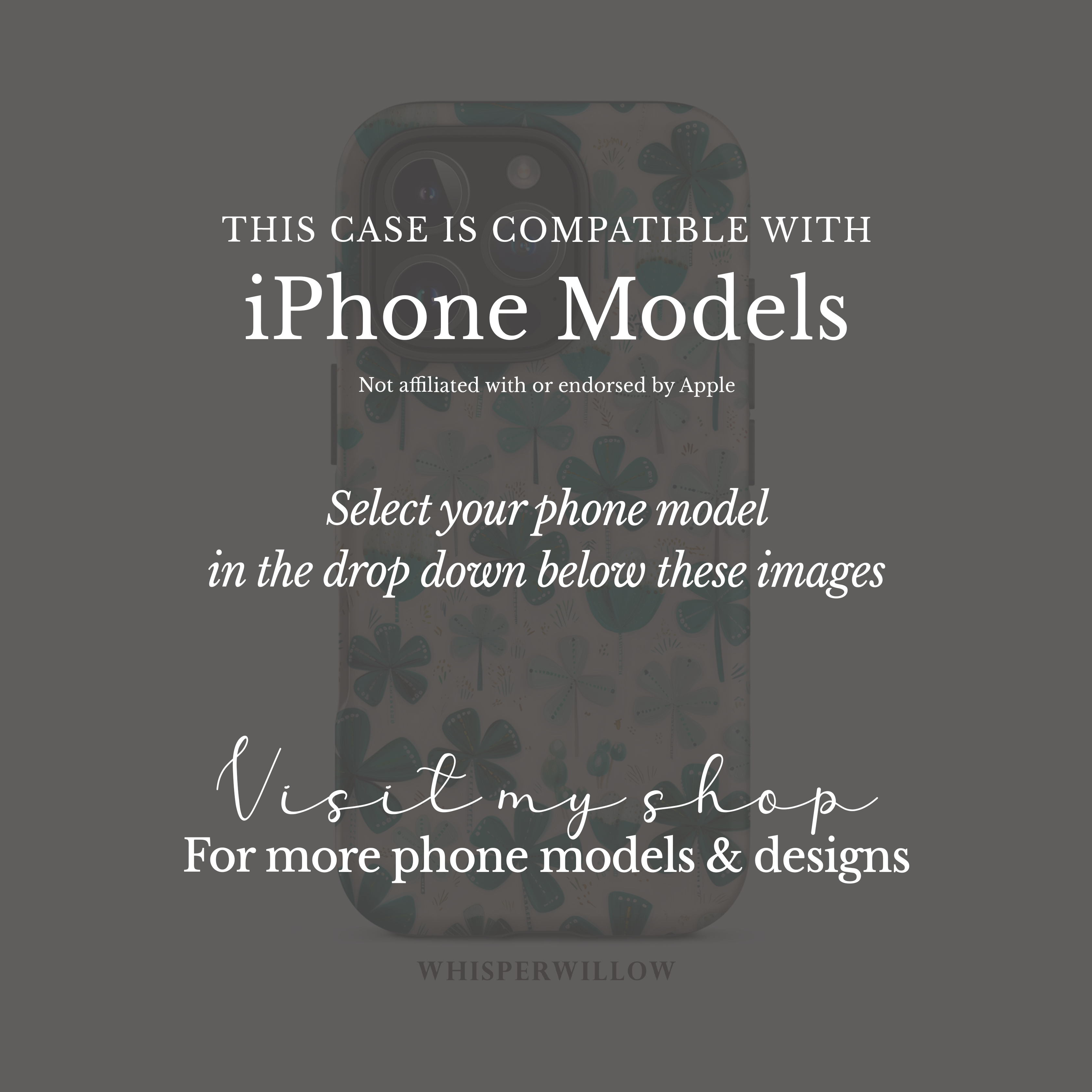 Teal Shamrock Dual Layer Phone Case | Compatible with iPhone  | Lucky Four Leaf Clover Cover