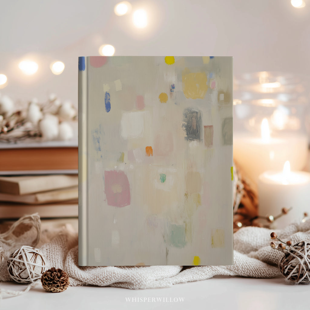 Abstract Neutral Block Hardcover Journal - Modern Minimal Art, Pastel Patterns Notebook Gift