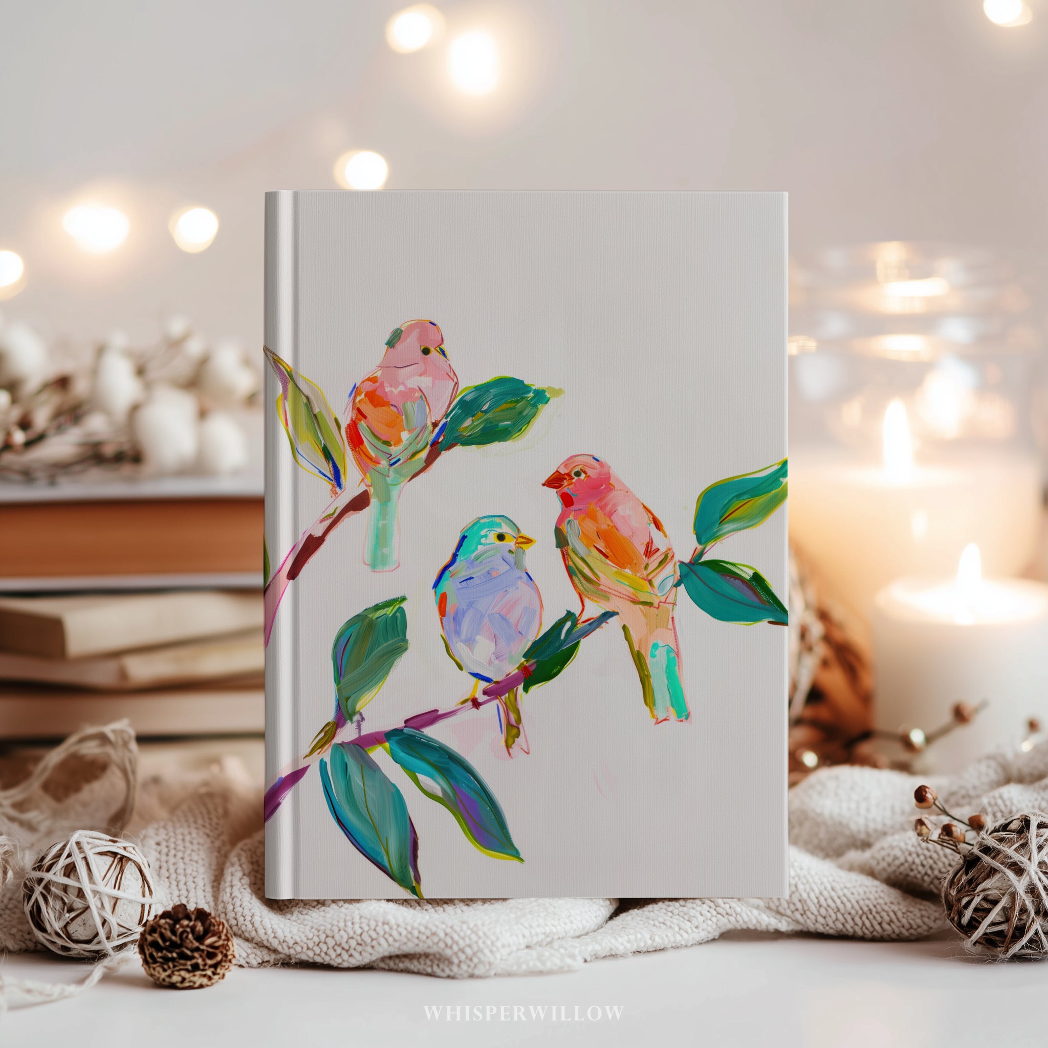 Lebhaftes Notizbuch mit Singvögeln (Hardcover) – Farbenfrohes Notizbuch mit Wildtieren und Naturmotiven – Geschenkidee