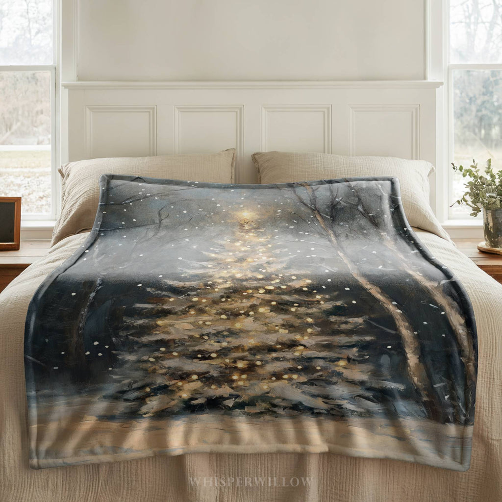 Winter Forest Christmas Throw Blanket - Festive Tree Snowfall Gift