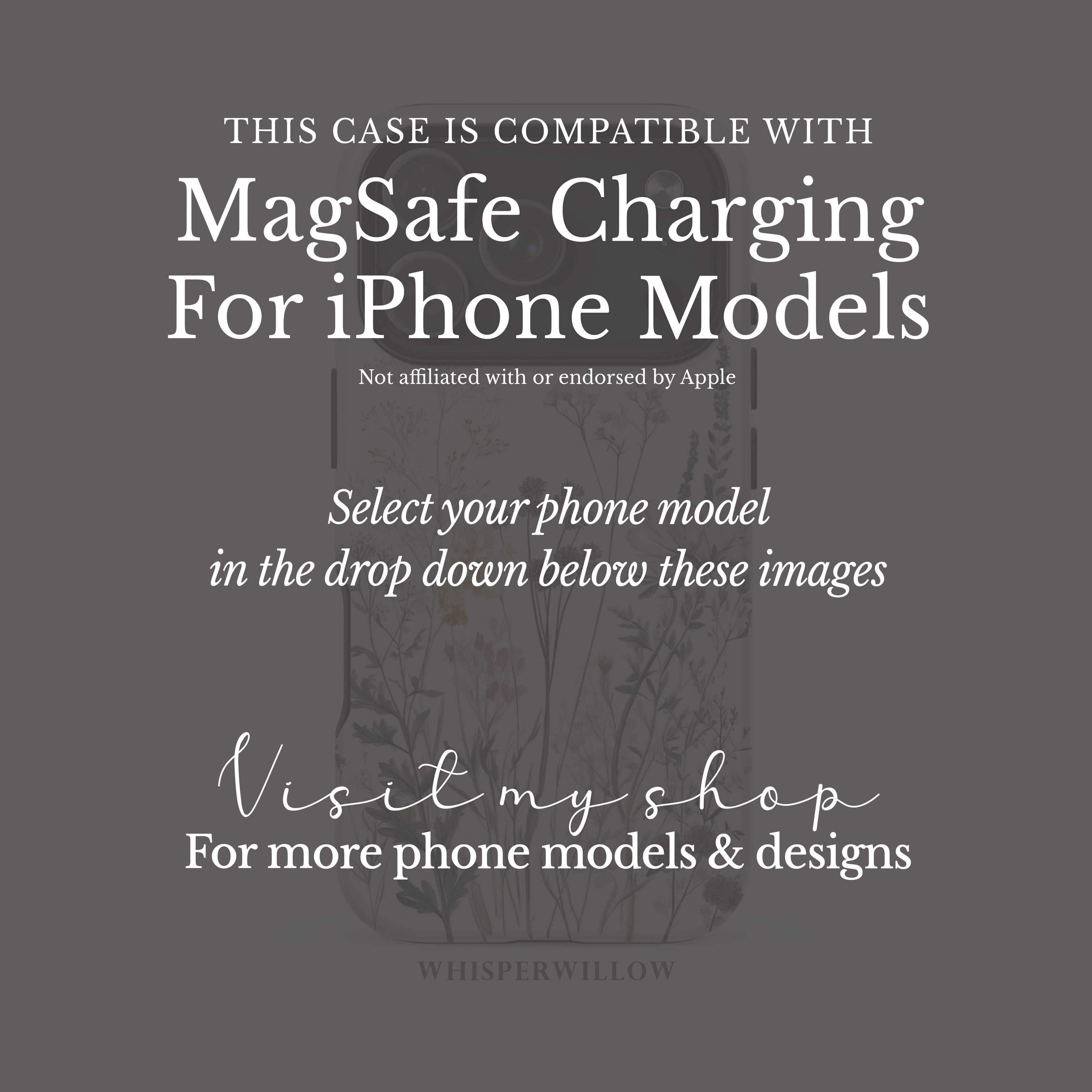 Botanical Wildflower Case Magnetic Charging Compatible with iPhone | Minimalist Vintage Floral Meadow Aesthetic Soft Nature Garden