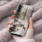 Winter Deer Aesthetic Phone Case Compatible with Samsung – Forest Snow Wildlife Art, Rustic Nature Scenic Design, Outdoor Gift for Him