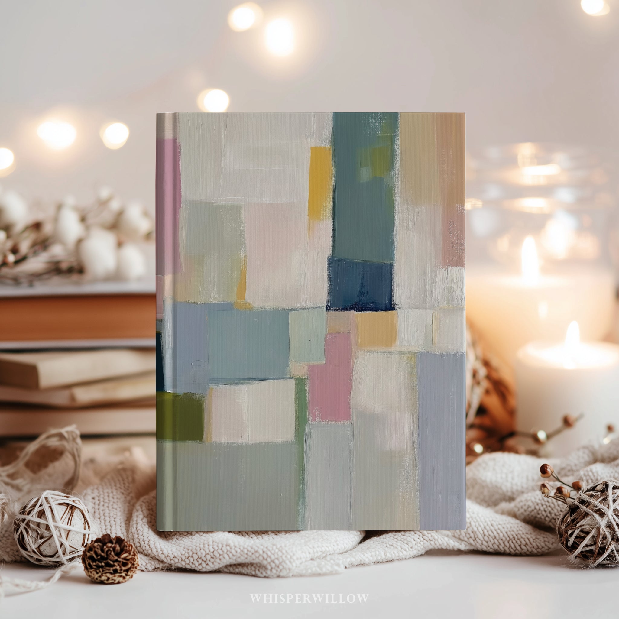 Notizbuch mit abstrakten geometrischen Blöcken (Hardcover) – Modernes Farb- und Musterdesign – Geschenkidee