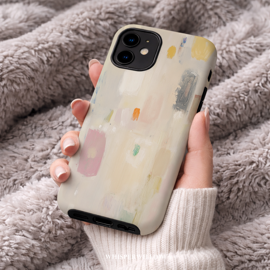 Abstract Pastel Art Phone Case | Compatible with iPhone | Colorful Minimal Design Cover