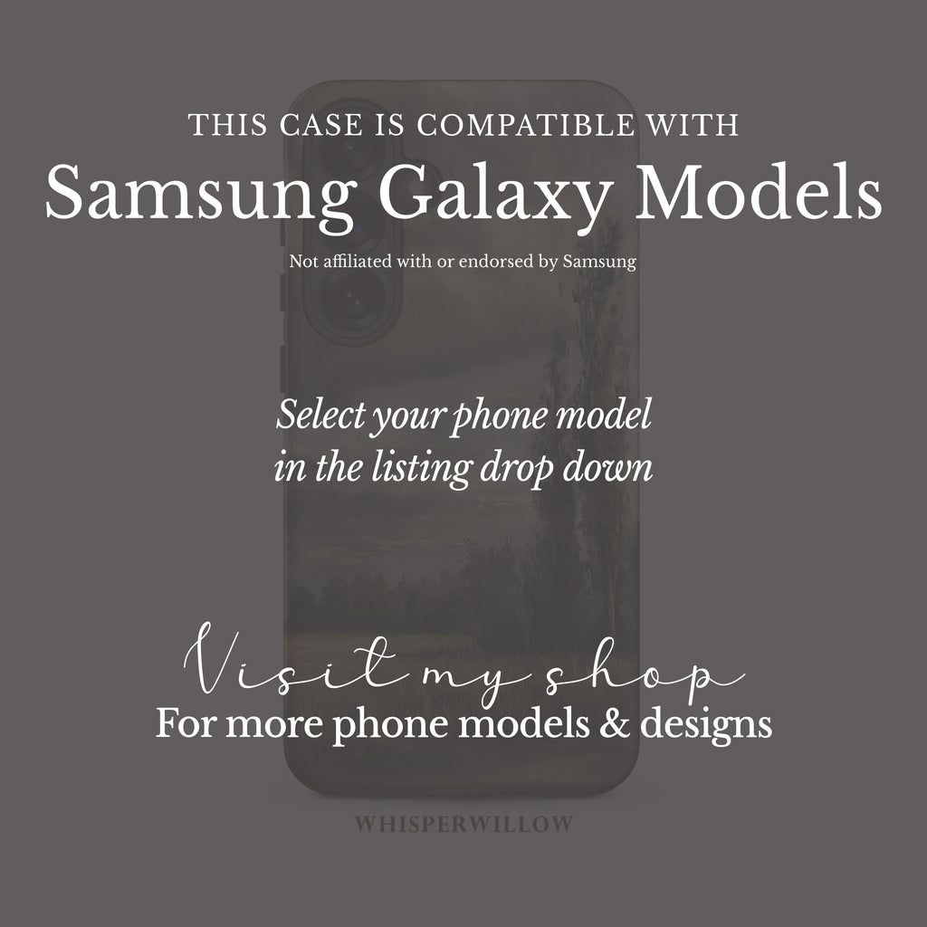 Moody Landscape Phone Case | Compatible with Samsung | Stormy Sky Nature Art Scenic Countryside Aesthetic Neutral Earthy